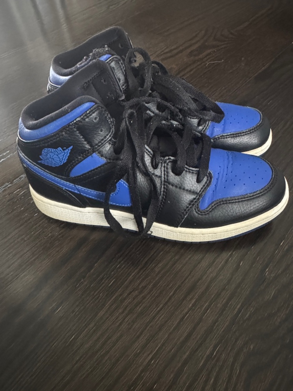 Kids Blue and Black High-Top Basketball Jordan Sneakers